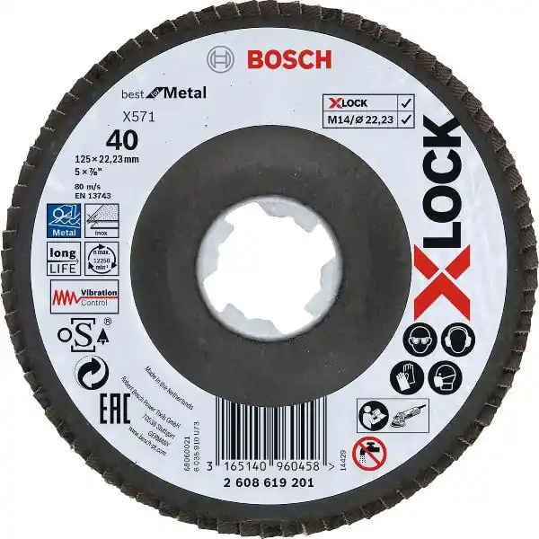 Výprodej BOSCH lamelový brusný kotouč X571 Best for Metal, šikmý, ø 125 mm, hrubost 60