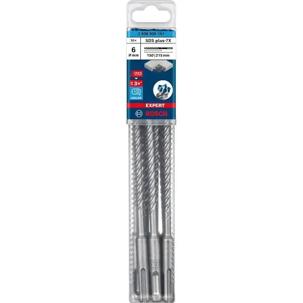 BOSCH Kladivový vrták SDS-Plus-7X, délka 165 mm, vrták ø 6 mm, 10 ks Nakupujte Hned