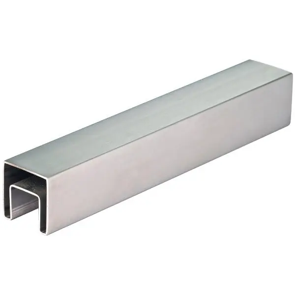 Nová Kolekce Hranatá trubka s drážkou 40 x 40 x 1,5 mm, délka 5000 mm, nerez broušená V2A