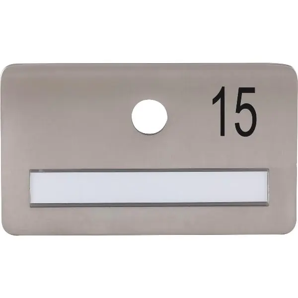 Kup Teď SOLIDO dveřní jmenovka bez kukátka, otvor ø 14, nerez satinovaný, gravír. č. 15