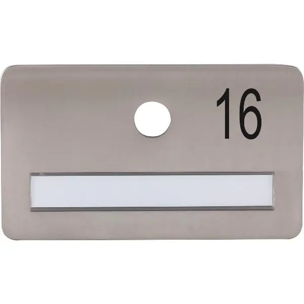 SOLIDO dveřní jmenovka bez kukátka, otvor ø 14, nerez satinovaný, gravír. č. 16 Akce