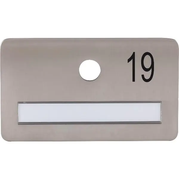 SOLIDO dveřní jmenovka bez kukátka, otvor ø 14, nerez satinovaný, gravír. č. 19 Omezená Nabídka