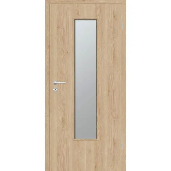 Novinka DONAU Soft interier. dveře CPL akát Authentic podélně sklo EN-M LE 750/2030mm