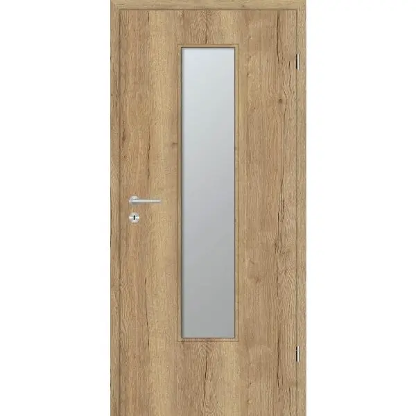 Novinka DONAU Soft interier. dveře CPL dub pr. Authentic podélně sklo EN-M PR 750/2030mm