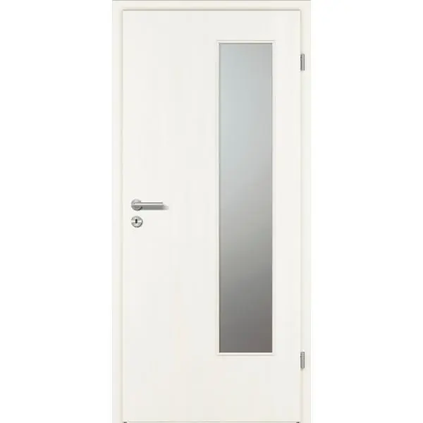 Vysoce Kvalitní DONAU Soft interier. dveře CPL Bianco Authentic podélně sklo EN-B LE 800/2030mm