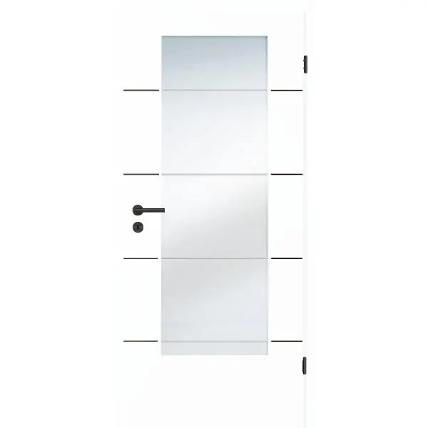 Vysoce Kvalitní SOLIDO Smart interiérové dveře CPL brilant bílé,4 lišty černé skl. Pr 950/2030mm