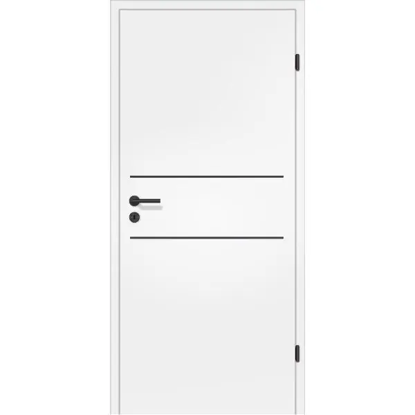 Novinka DONAU Soft dveře CPL bílá 9016, 2 lišty černé/matné plné levé VRD 800/2030 mm